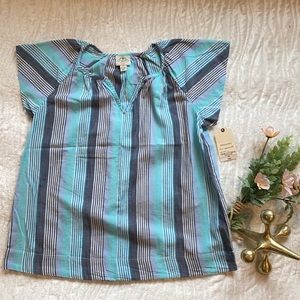St Johns Bay blue striped blouse. Size PS. NWT